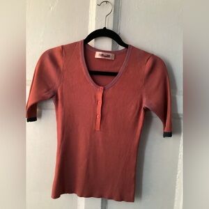 Diane Von Furstenberg Coral Button-Front Top